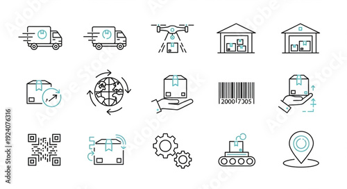 Logistics and Delivery Icons Set.