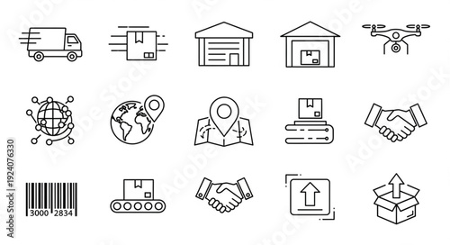 Logistics and Delivery Icons Set.