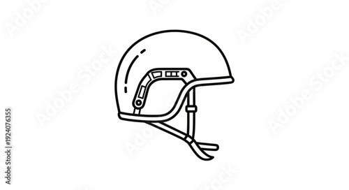 Line drawing of a protective helmet with straps.
