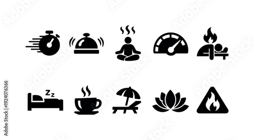 Gardening, nature flat icon set. Plant care, outdoor tools collection