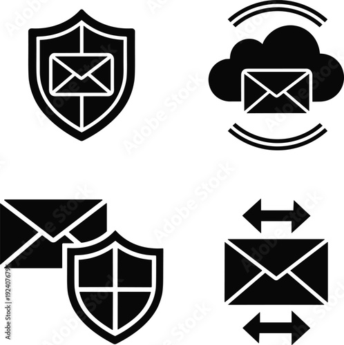 Collection of icons representing secure and encrypted email communication methods