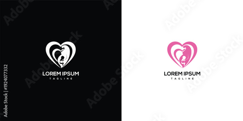 Heart Logo Mother and Child Silhouette Love Family Care Maternity.