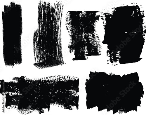 Collection of black brush strokes on white background