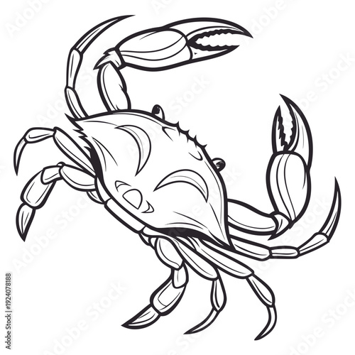 A black and white drawing of a crab