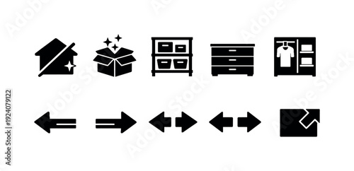Business management flat icon set. Corporate, finance, strategy icons flat collection