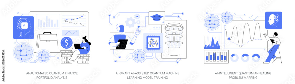 Obraz premium AI Applications in Quantum Computing abstract concept vector illustrations.