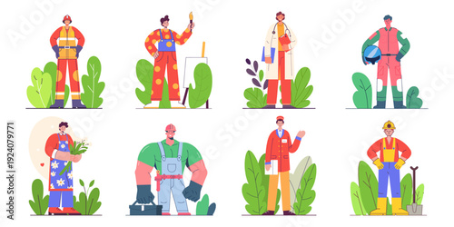 Different professions flat set. People in different jobs set