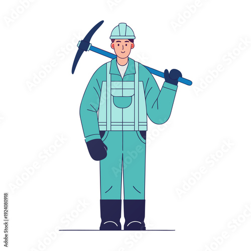 Miner flat vector illustration