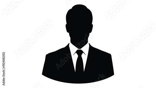 A black silhouette of a man in a business suit isolated on white background, Vector