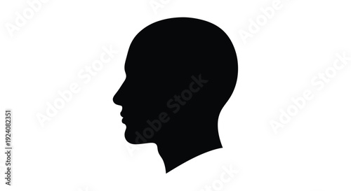 Silhouette of a human head in profile against a white background