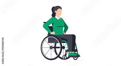 Woman in wheelchair from the side, disability, accessibility, and inclusion concept