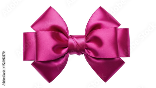 Fotografija Isolated vibrant pink ribbon bow, festive gift wrap adornment and embellishment,