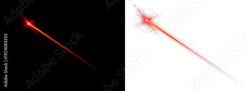 Fotografie Red laser beam shines brightly across a transparent background