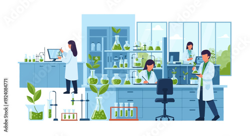 Biotechnology Lab: Scientists Researching Plant-Based Solutions & Green Chemistry