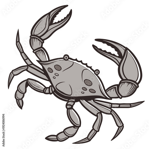 A cartoon drawing of a crab on a white background
