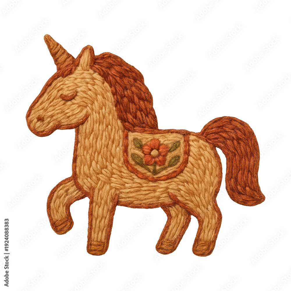 Obraz premium PNG Handcrafted unicorn embroidery art piece.