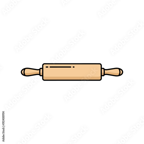 A wooden rolling pin used for flattening and shaping dough in baking