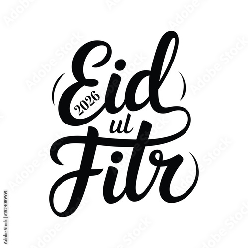 Eid ul Fitr 2026 festive greeting card design element isolated on white background