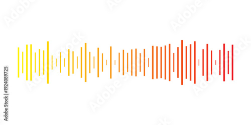 Sound frequencies. Music wave. Gradient with red, orange and yellow colors. Vector illustration.