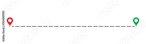 Dotted path with location points icon. isolated on white background. isolated on white background. Vector illustration.