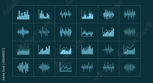 Growing bar graph icon set. Business graphs and charts icons. Statistics and analytics vector icon. Statistic and data, charts diagrams, money