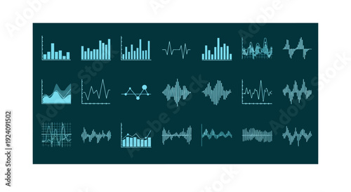 Growing bar graph icon set. Business graphs and charts icons. Statistics and analytics vector icon. Statistic and data, charts diagrams, money