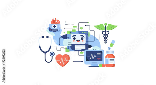 AI & Digital Health Integration in Medicine: Smart Healthcare Technology Illustration
