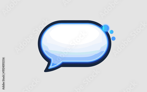 Glossy Blue Speech Bubble Icon, Modern 3D Style Chat and Communication Flat Illustration