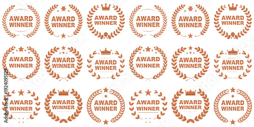 Branch emblem bronze, isolated on white background. Vector set.