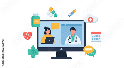Telehealth Online Doctor Consultation: Patient & Doctor Video Call for Remote Healthcare