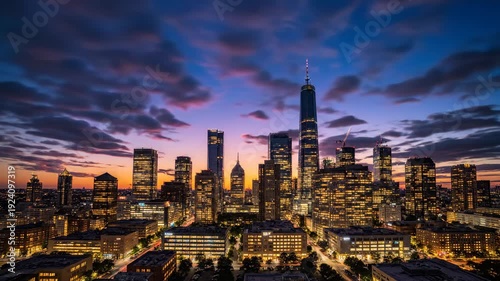 Wallpaper Mural Dynamic urban sunset to night transition over city skyline with vibrant skies Torontodigital.ca