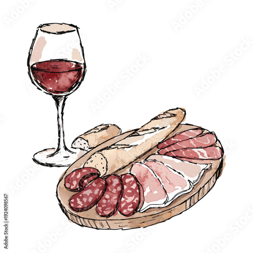 Hand-Drawn Wine and Charcuterie Board