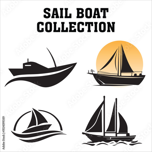 sail boat collection logo design template vector 