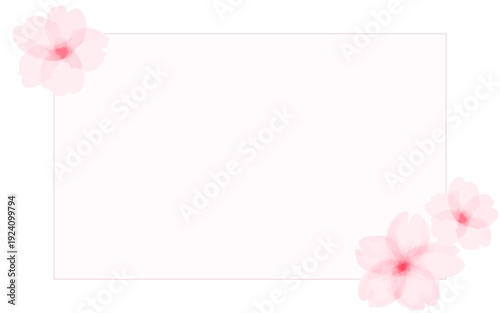 ピンクの桜のシンプルなフレーム・桜の背景