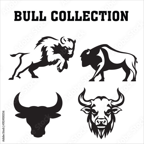 Bull set collection design vector art