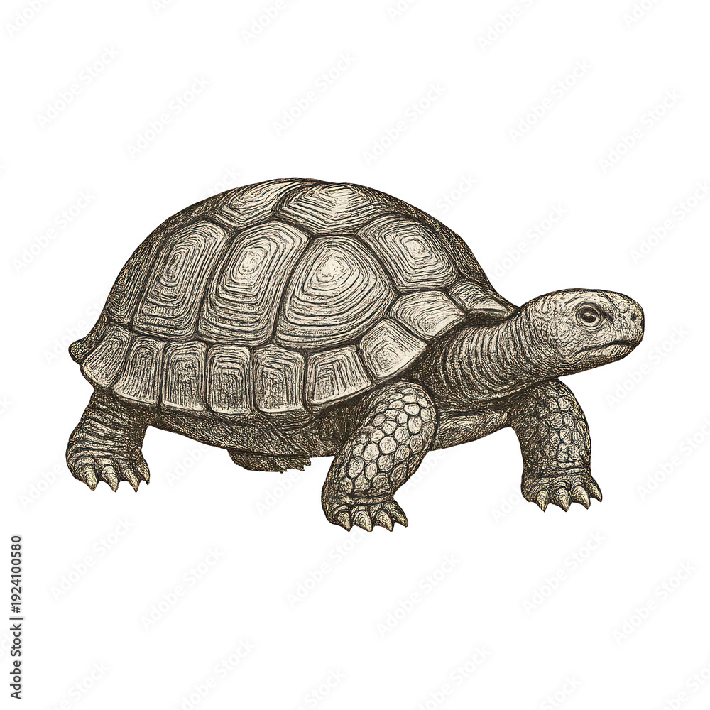 Obraz premium PNG Detailed tortoise vintage illustration.