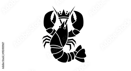 Lobster with crown silhouette vector design