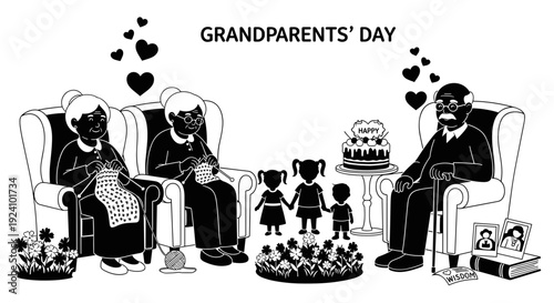 Grandparents celebrating with grandchildren on special occasion