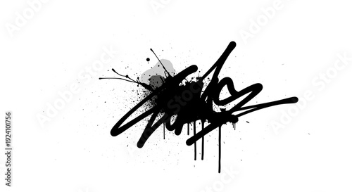 Abstract black ink splash and scribble