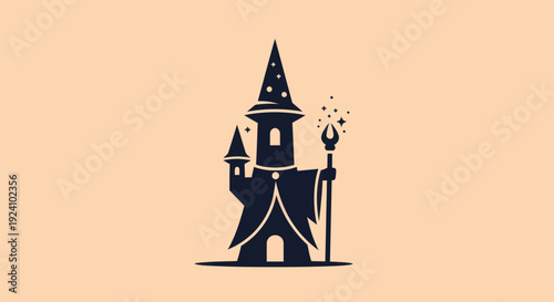 Magical castle silhouette illustration