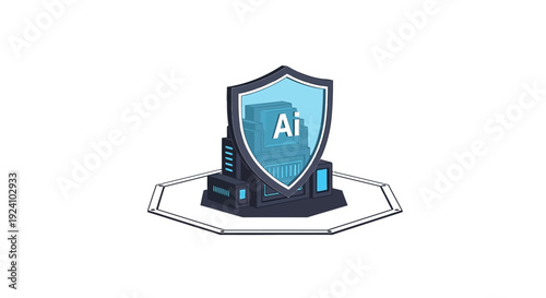 Futuristic AI Guardian Securing Data Centers and Digital Assets Against Threats