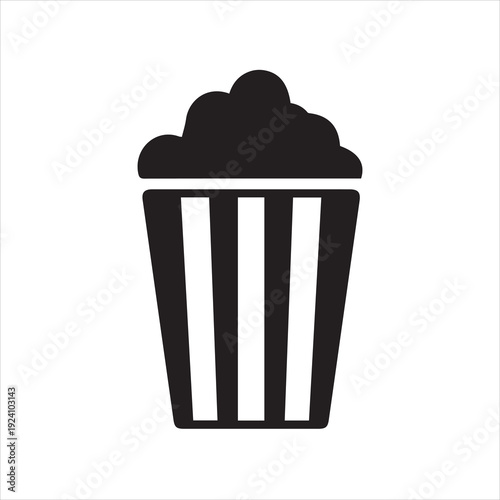 Popcorn icon symbol vector white background .
