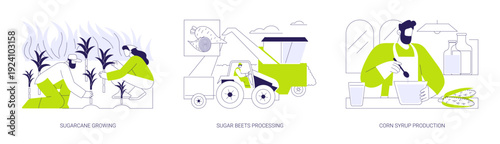 Sugar production isolated cartoon vector illustrations se