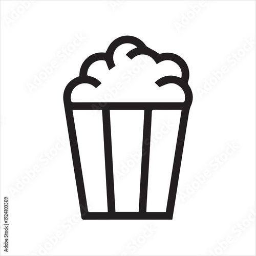 pop corn icon line in black line style icon, style isolated on white background