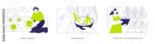 Growing vegetables isolated cartoon vector illustrations se
