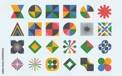 Vibrant geometric patterns and abstract designs in a colorful array of shapes and forms