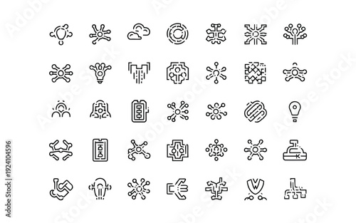 Collection of diverse weather and activity icons in monochrome design style