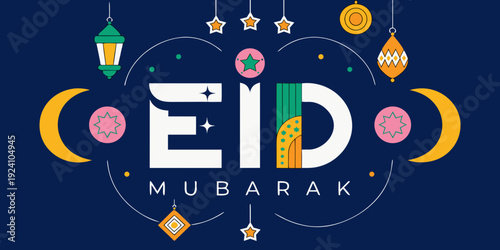 eid mubarak celebration sparkling banner design .vector icon
