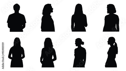A group of people in silhouette isolated on white background, Vector