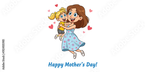 A mother and daughter sharing a heartwarming hug on a joyful celebration of love and affection on Mother's Day